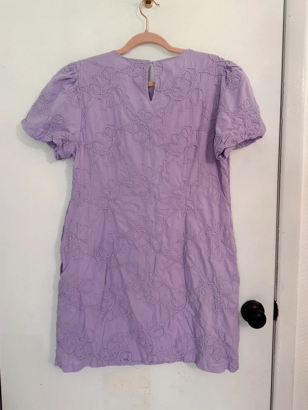 J. Crew Purple Lilac Eyelet puff-sleeve Cotton Mini Dress sz 14